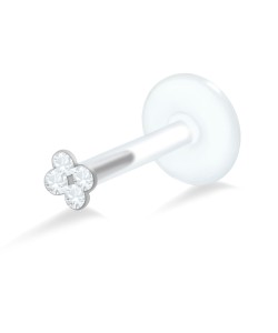 Stone Studded Flowery Labret Piercing with PTFE LA-110